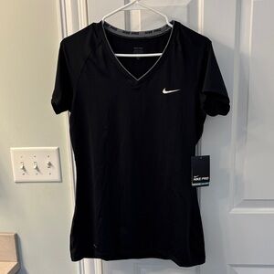 Nike Black Short Sleeve V‑Neck Dri‑Fit Tee